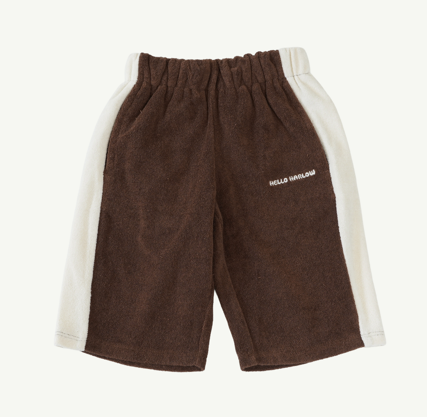 Terry pants oversized for kids, brown and beige cotton pants child